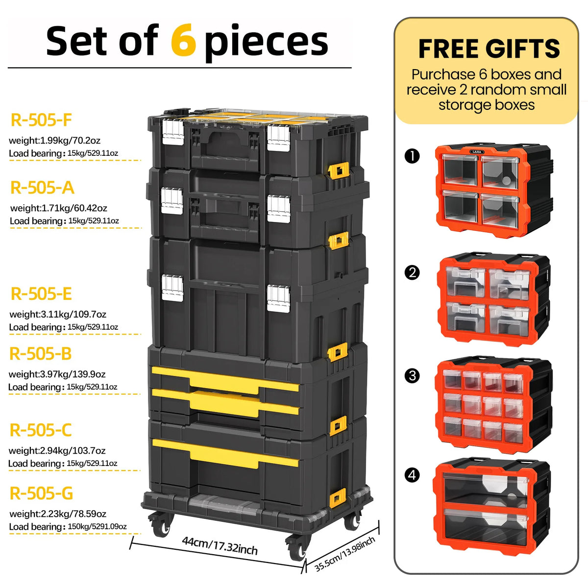 AIRAJ MultiFunctional Tier Stackable Rolling Tool Storage Box For Garage