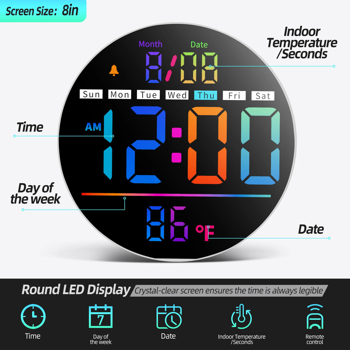 LED Digital Wall Clock Featuring Timer Temperature And Night Light