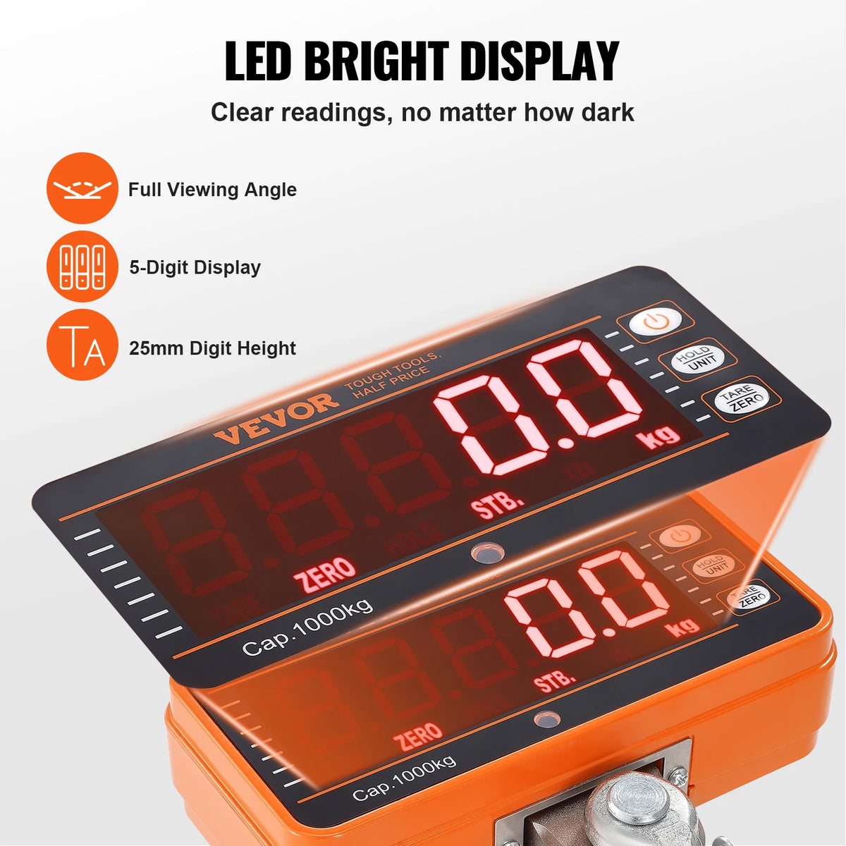 SucceBuy 1000 Kg Digital Crane Scale With Remote Control LED Screen
