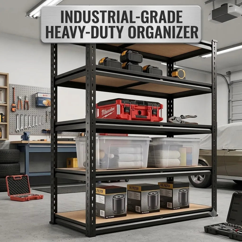 Heavy Duty Adjustable Metal Storage Rack With Five Shelves