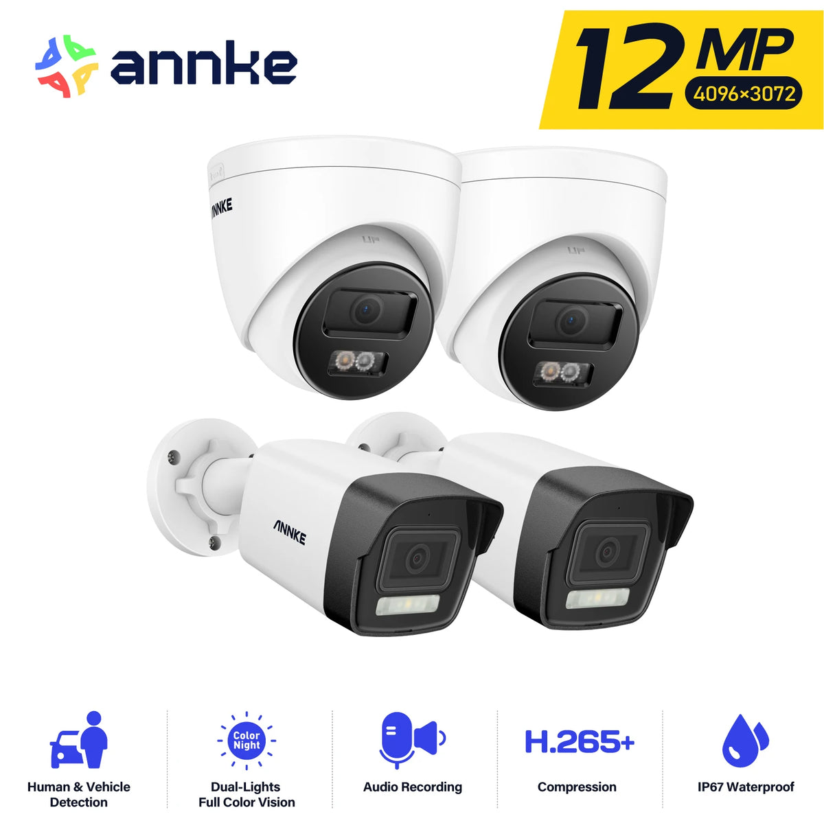ANNKE 12MP PoE IP Security Camera With Dual Light And Vehicle Detection