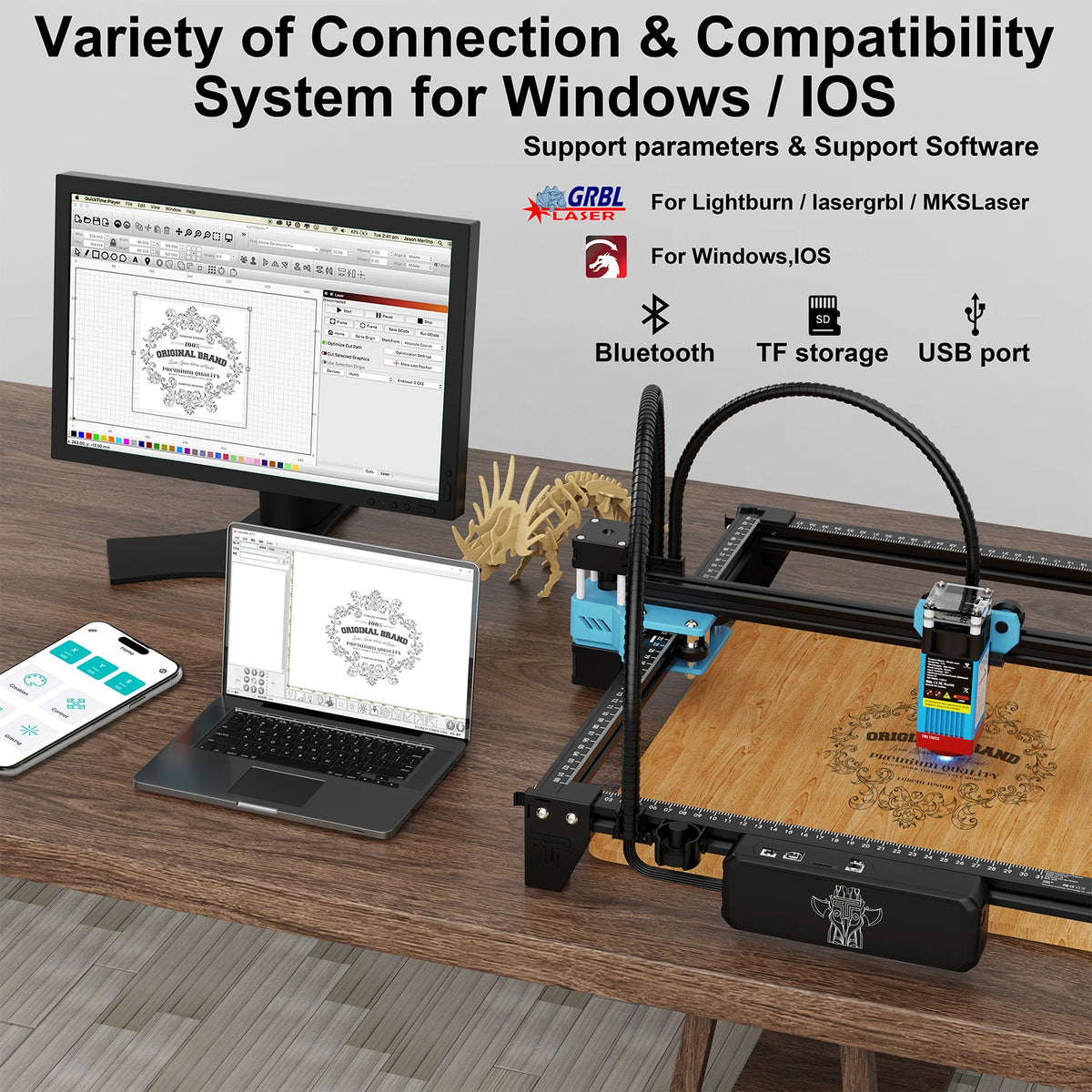 TwoTrees 600x600mm Laser Engraver 40W/80W TTS-55 PRO/TTS-10 PRO Metal Laser Engraving Machine Wood Leather Cutting Machine