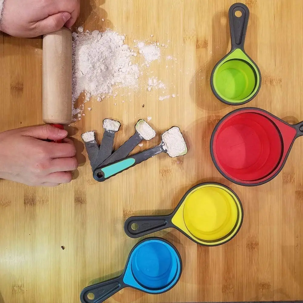 Collapsible Measuring Cups And Spoons 8 Piece Kitchen Set