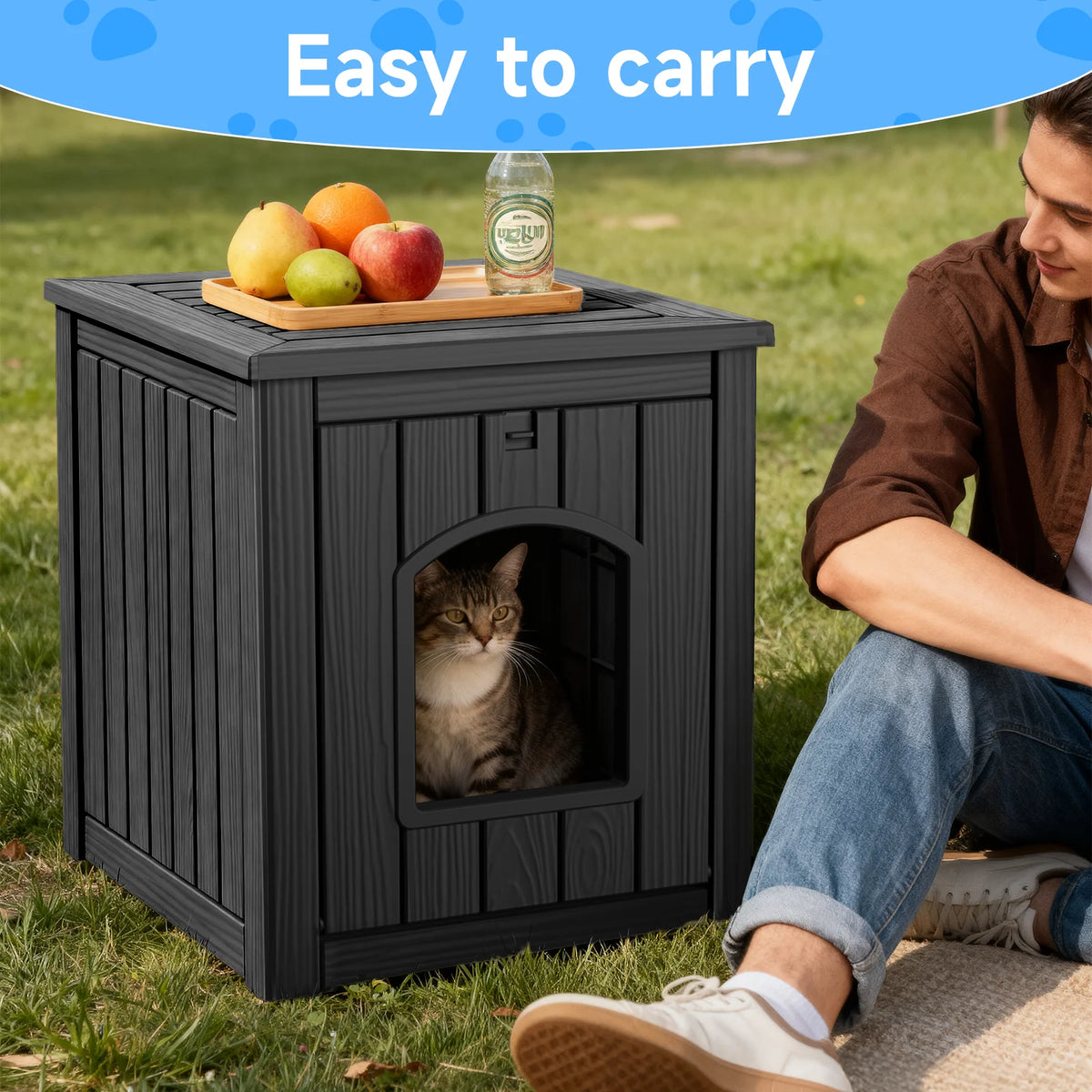 Resin Cat House End Table Two In One Waterproof Kennel