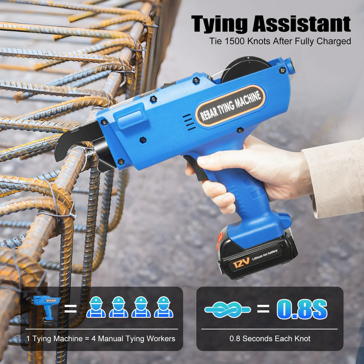 Automatic Rebar Tier Binding Machine 12V Handheld Electric Tying Tool