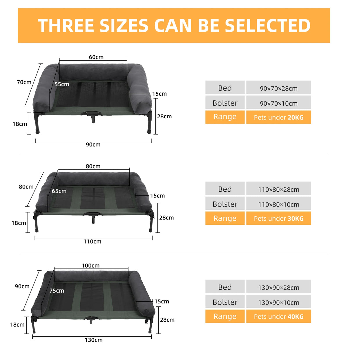 BINGOPAW Elevated Cooling Dog Cot with Breathable Mesh Plush Bolster