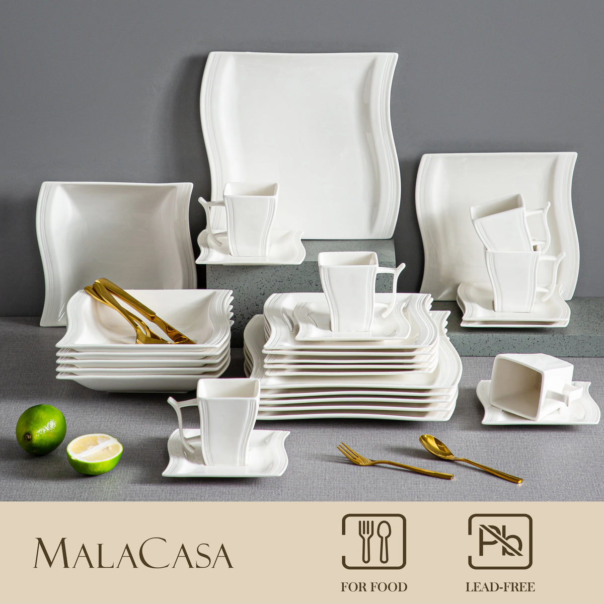 Malacasa Premium Porcelain Dinner Set For Home And Restaurant Dining