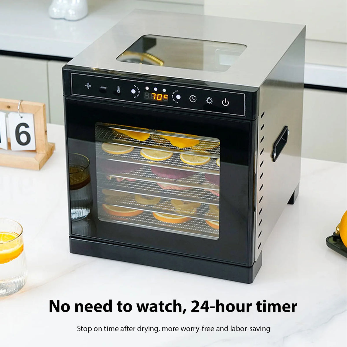 Stainless Steel Food Dehydrator With Viewing Window And Adjustable Controls