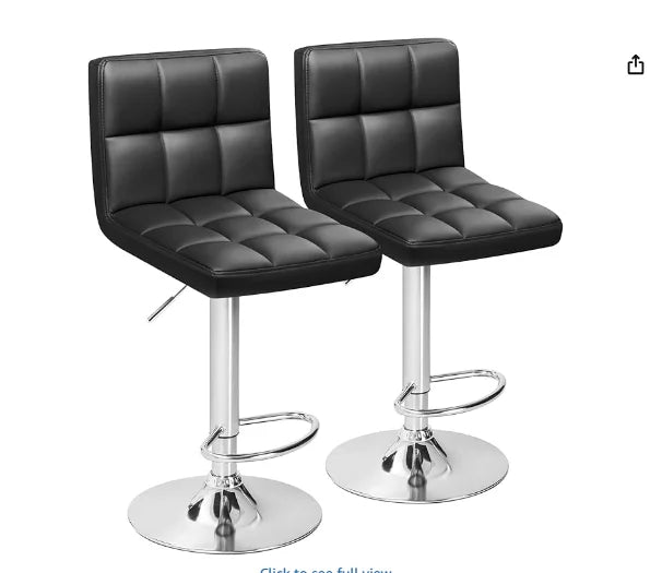Furmax Swivel Adjustable PU Leather Hydraulic Bar Stools Set of Two
