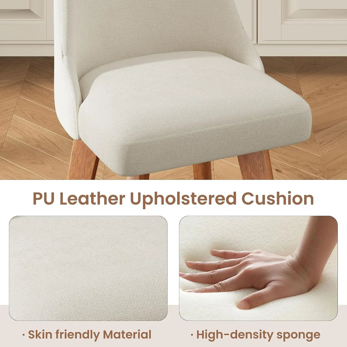 Modern Linen Upholstered Swivel Bar Stools With Wood Legs