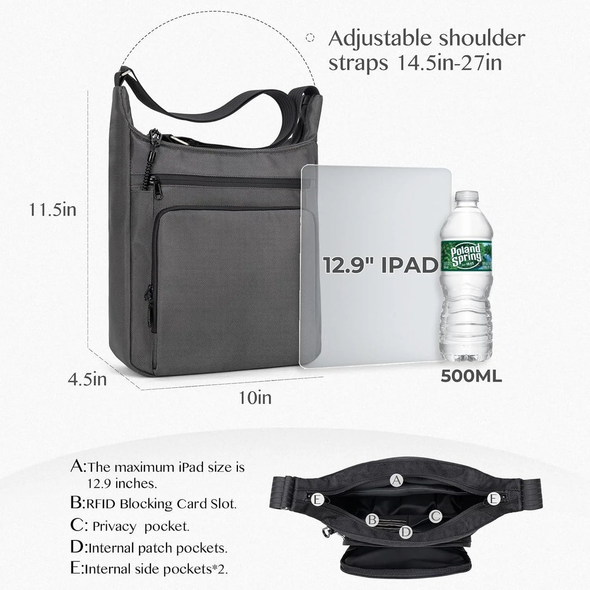 Kabaqoo Anti Theft Waterproof Sling Backpack Crossbody Bag