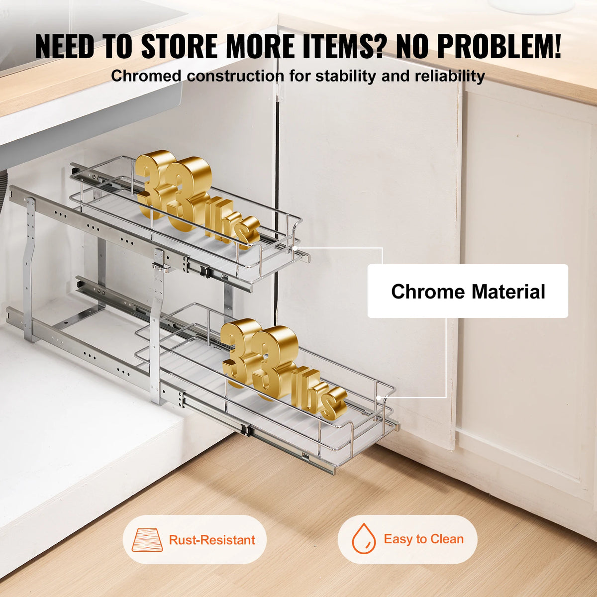 Vevor Heavy Duty Pull Out Kitchen Cabinet Organizer
