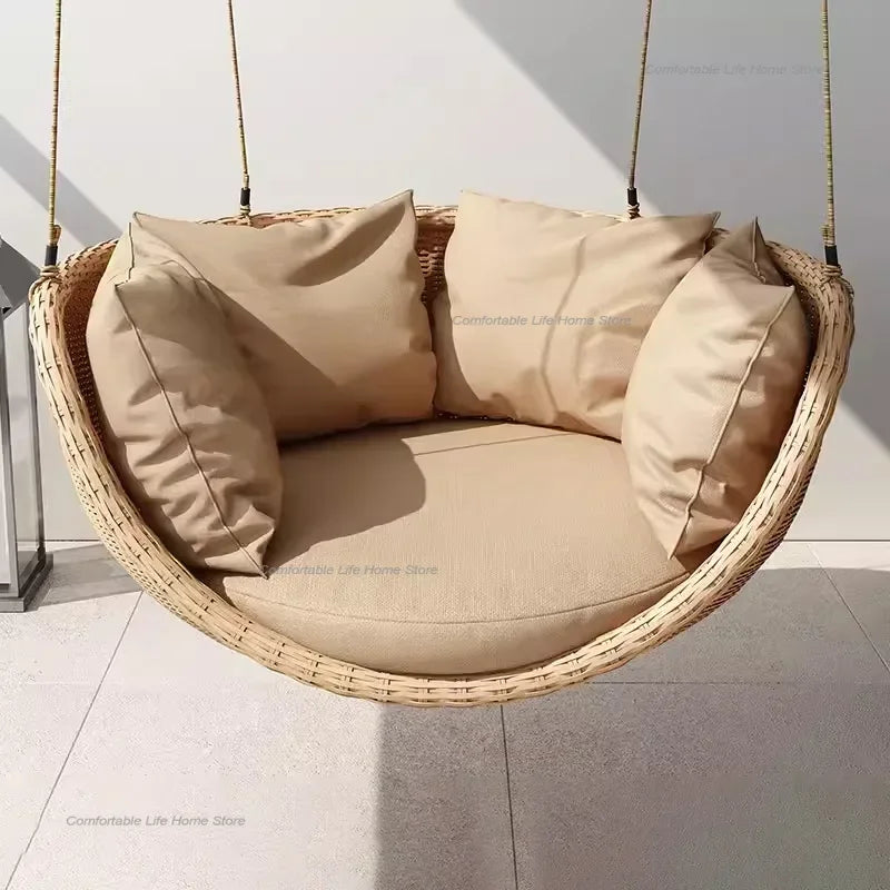 Outdoor Hanging Swing Chair Patio Luxury Rocking Metal Frame
