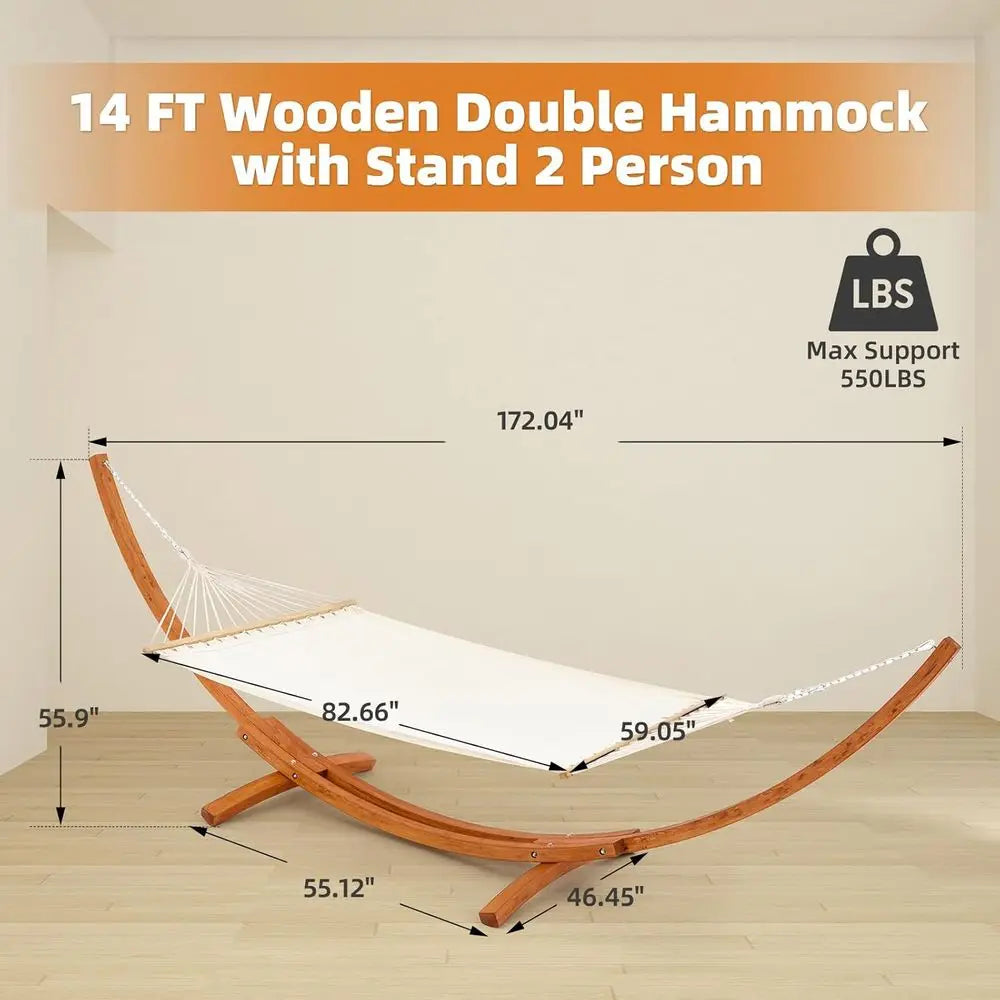 Wooden Hammock With Stand Outdoor Double Hammock For Two