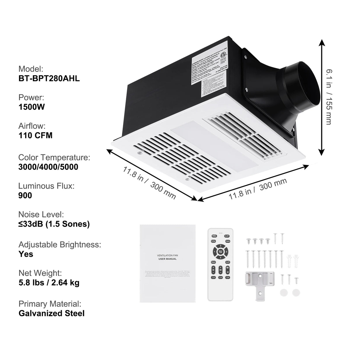 SucceBuy Bathroom Exhaust Fan 80 110 CFM High Efficiency Ventilation