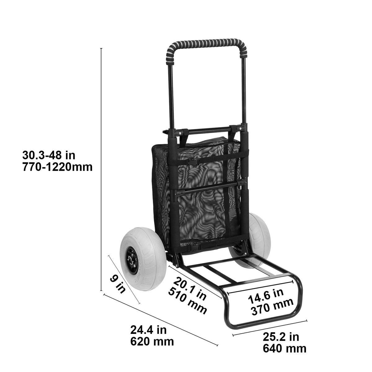 SucceBuy Folding Beach Cart With Big Balloon Wheels