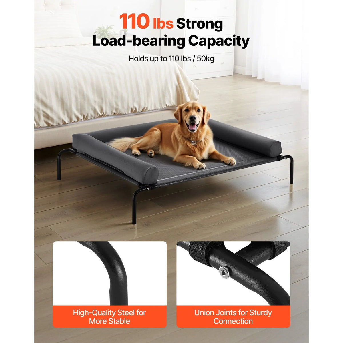 Elevated Dog Bed With Breathable Mesh And Steel Frame