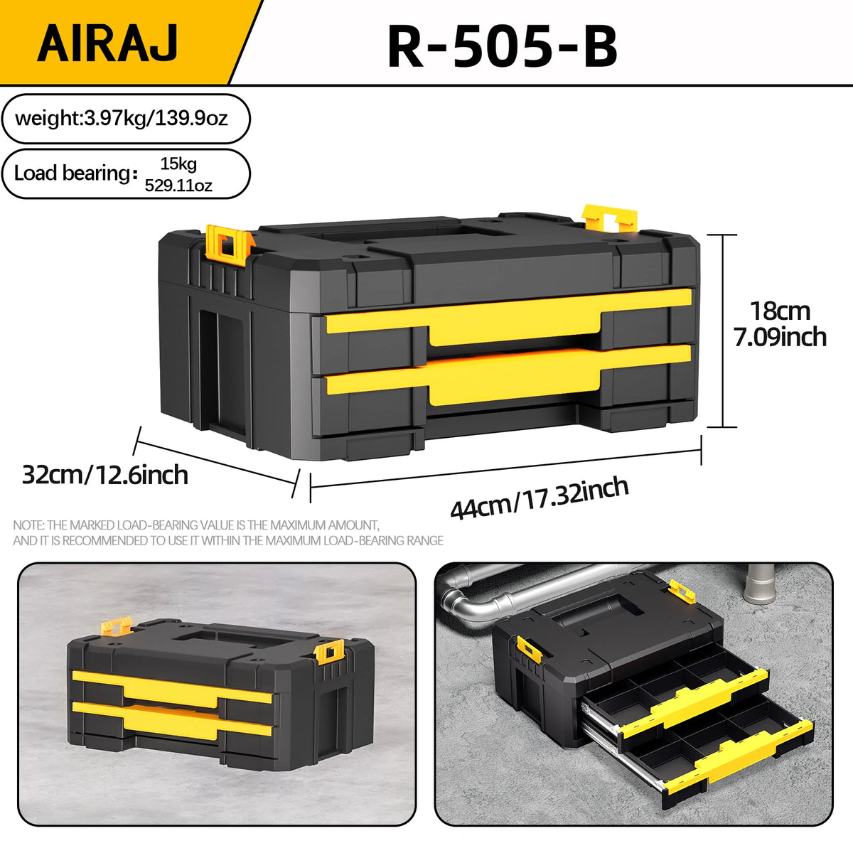 AIRAJ MultiFunctional Tier Stackable Rolling Tool Storage Box For Garage