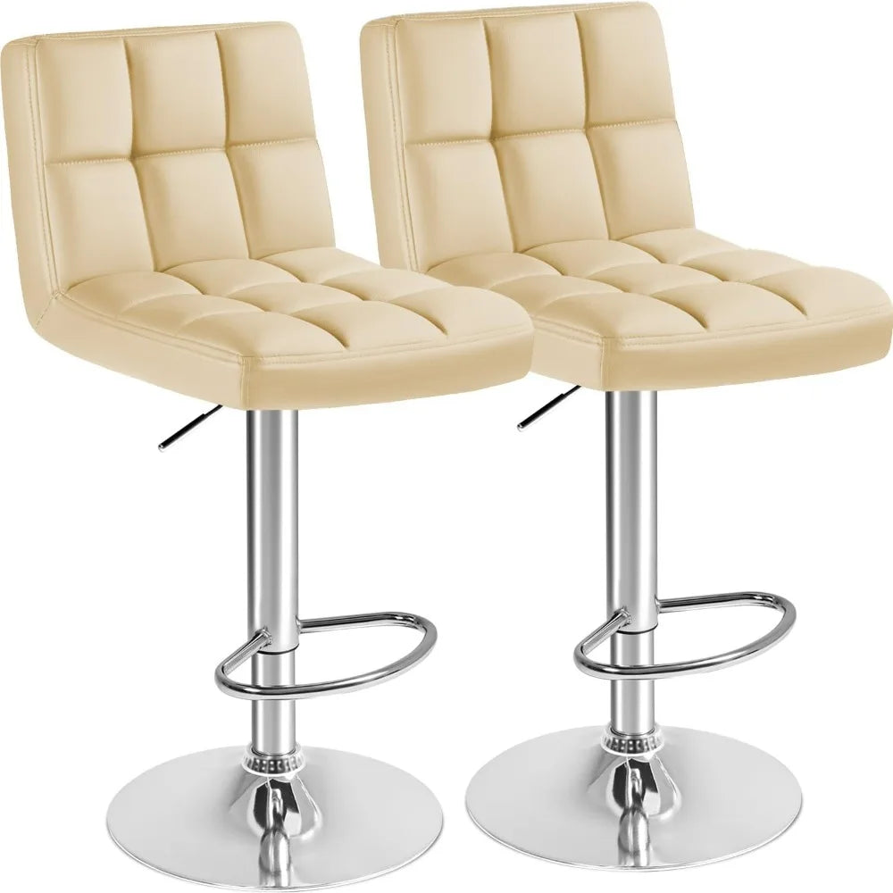 Furmax Swivel Adjustable PU Leather Hydraulic Bar Stools Set of Two
