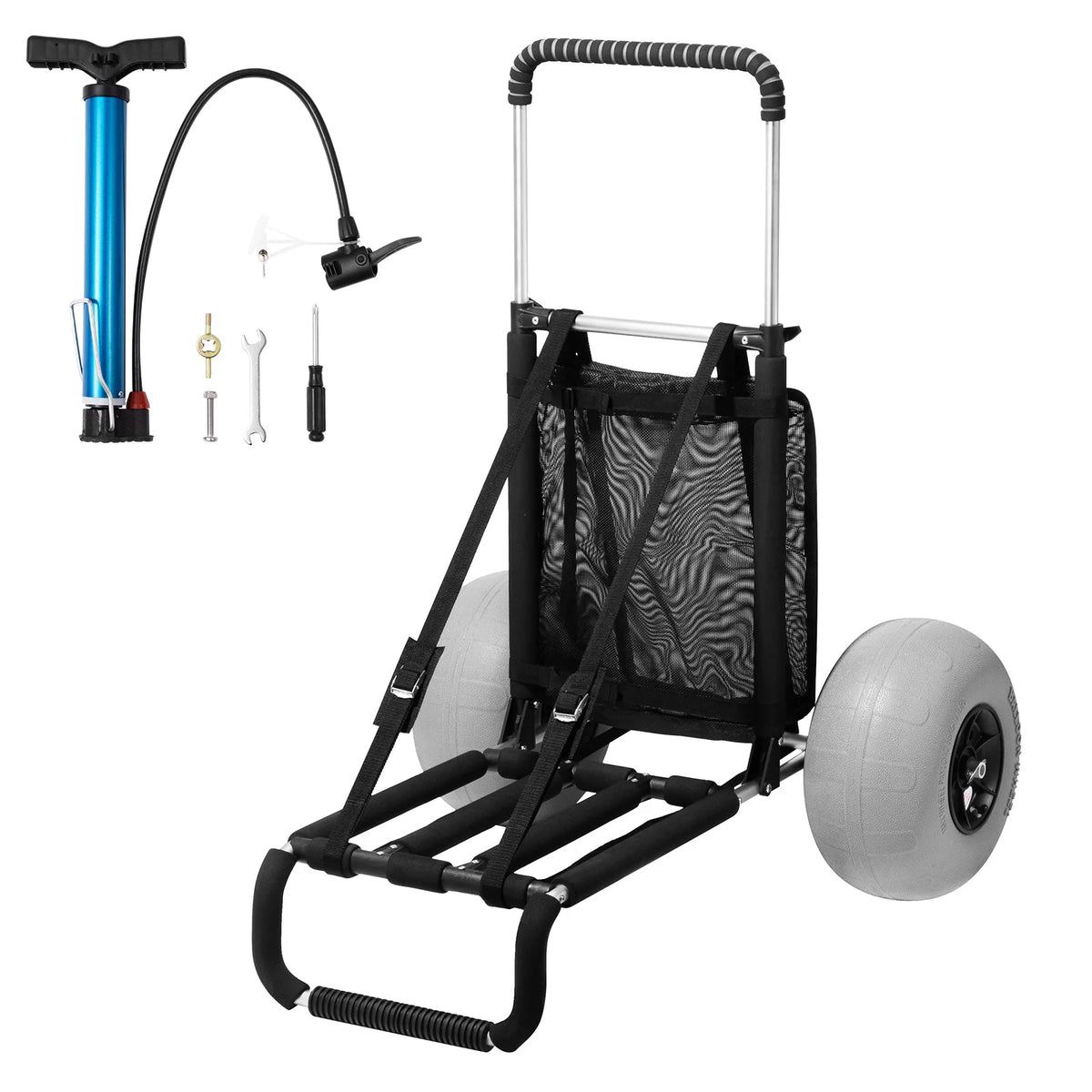 SucceBuy Folding Beach Cart With Big Balloon Wheels