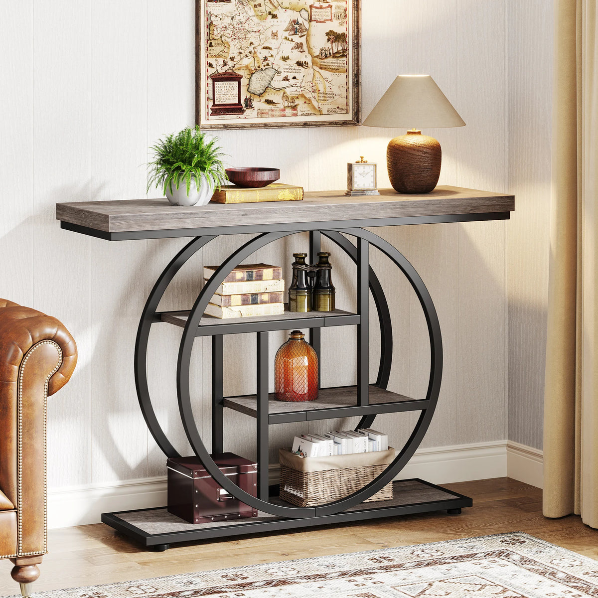 Tribesigns Industrial Four Tier Console Table with Storage for Entryway