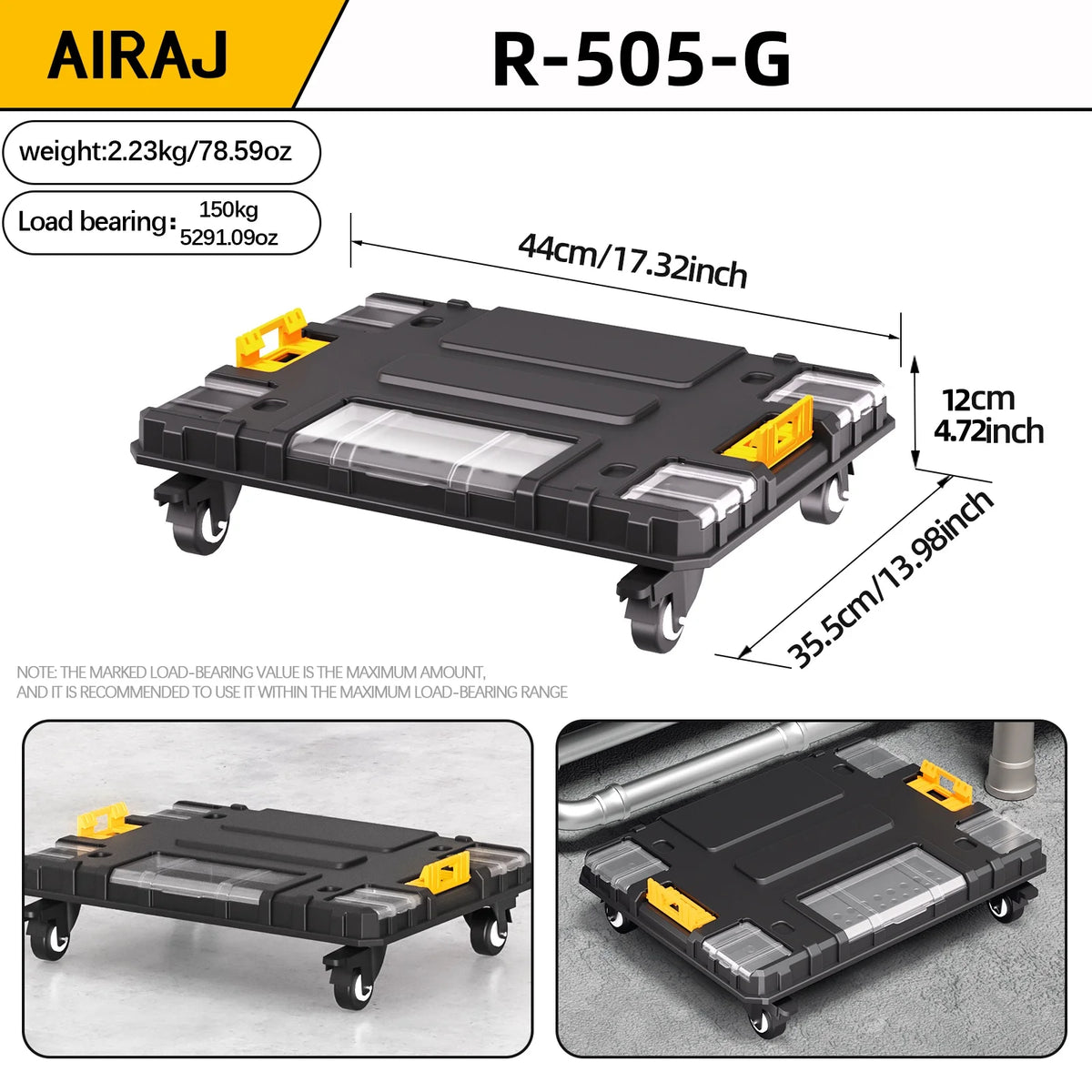 AIRAJ MultiFunctional Tier Stackable Rolling Tool Storage Box For Garage