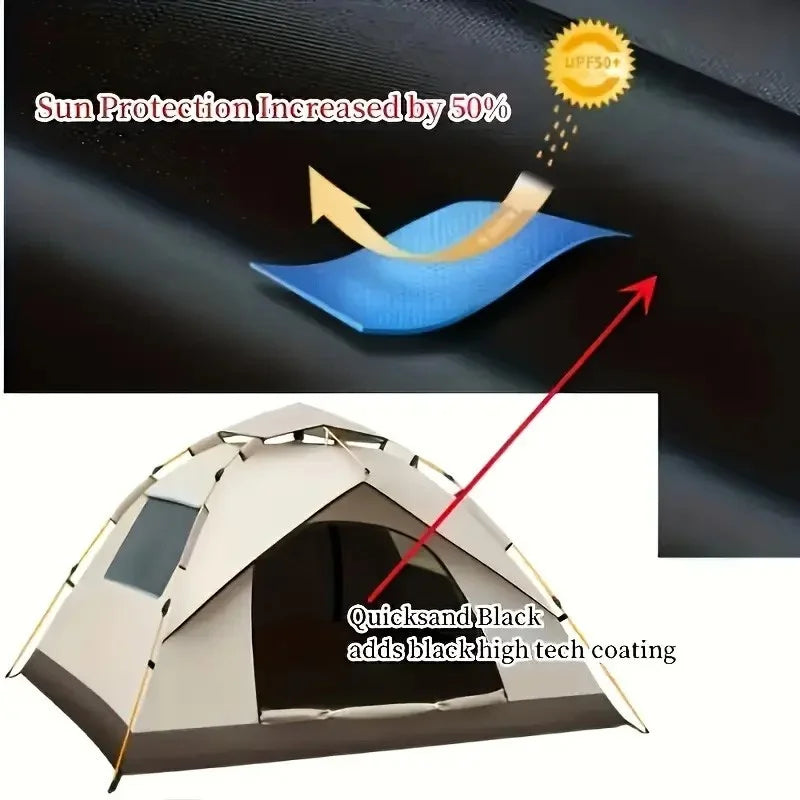 2 To 3 Person Waterproof Instant Pop Up Tent With Mesh Screen And Groundsheet