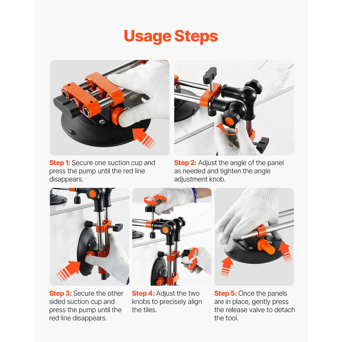 VeVor 2 Pack Adjustable Granite Seam Setter With Suction Cups