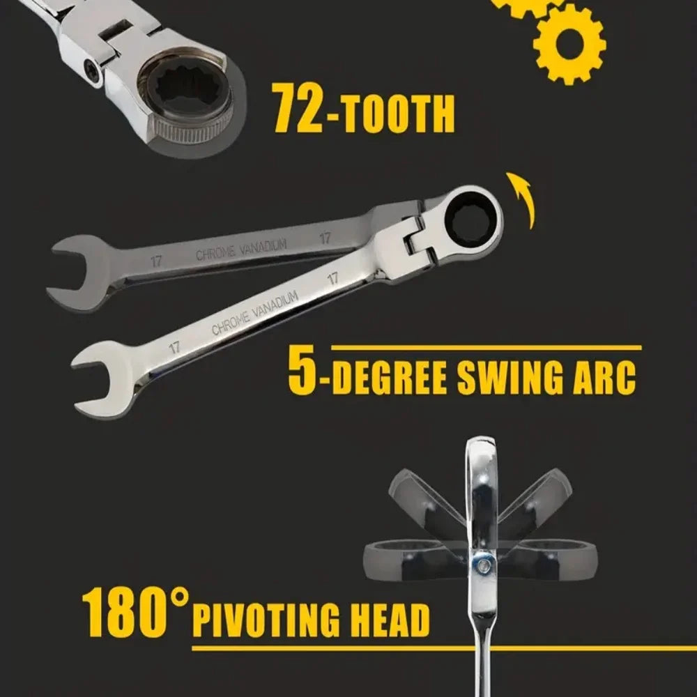 Flexible Ratcheting Wrench Set for Car Repair Tools