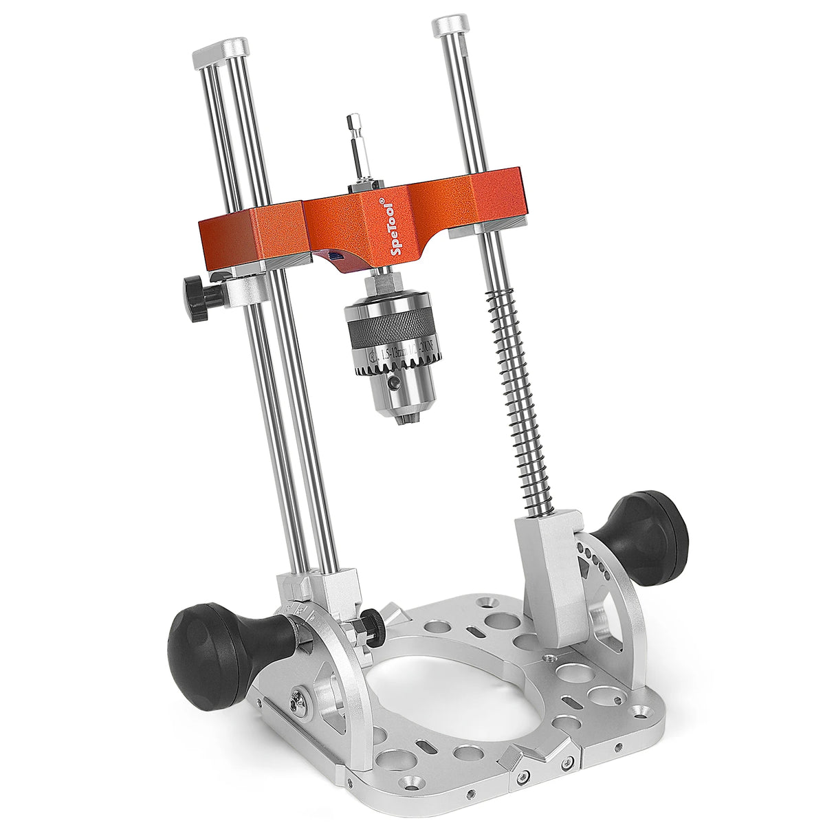US SpeTool Heavy-Duty Aluminium Base Portable Drill Guide – 0.05mm Precision, Precision and Adjustable 0–60° Multi-Angle Drilling,