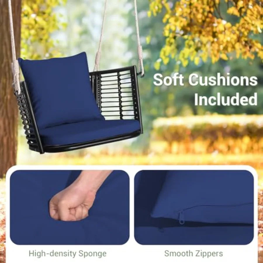 Outdoor Hanging Porch Swing With Cushions For Patio Relaxation