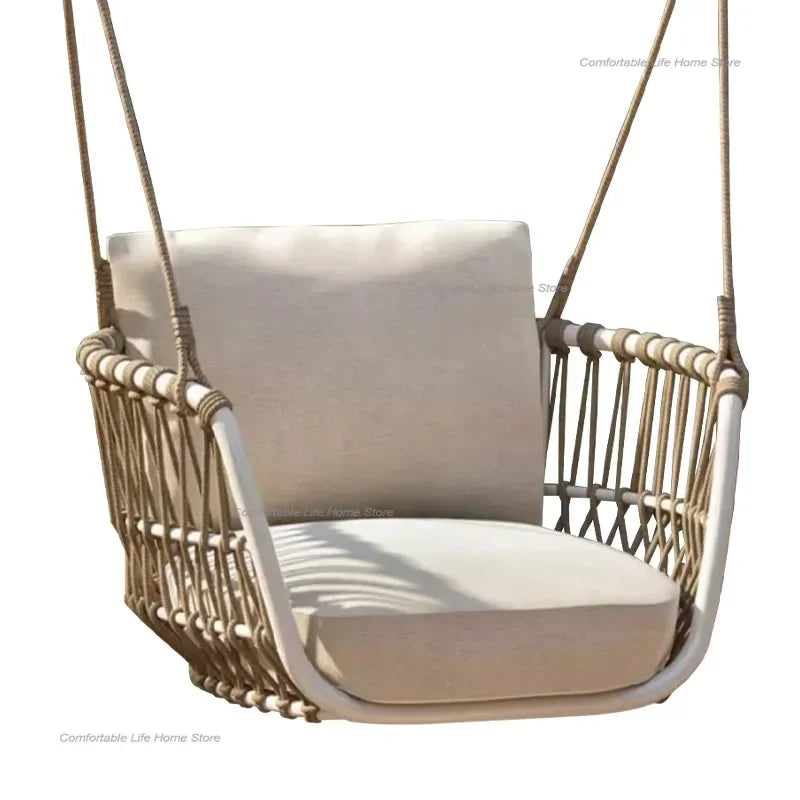 Outdoor Hanging Swing Chair Patio Luxury Rocking Metal Frame