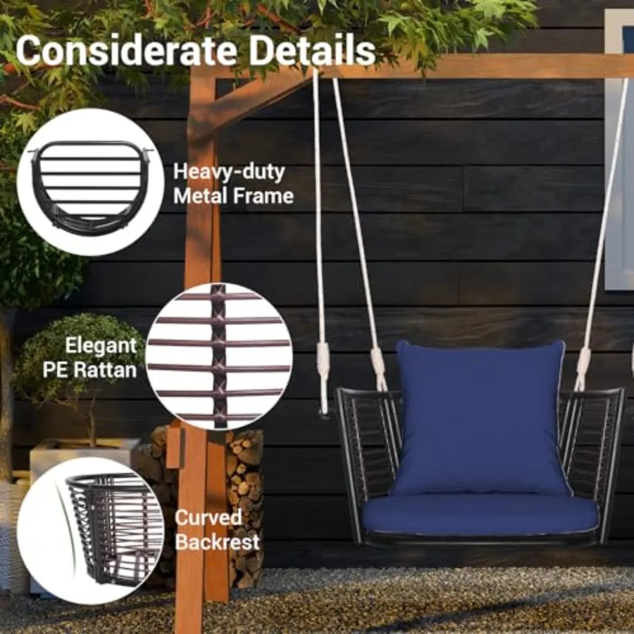 Outdoor Hanging Porch Swing With Cushions For Patio Relaxation
