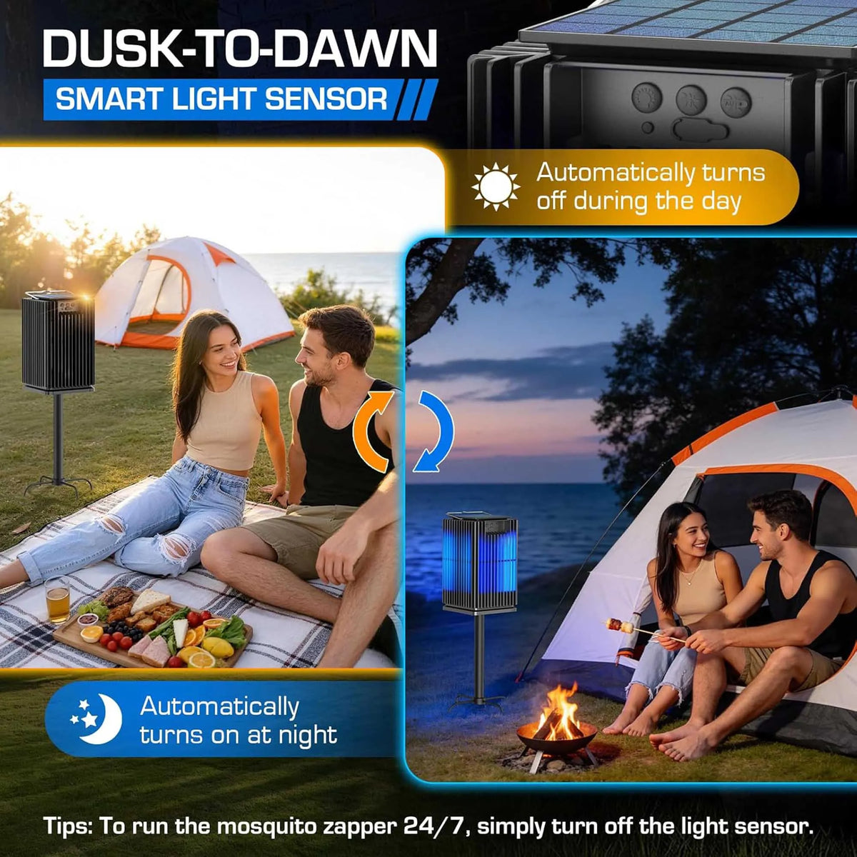 Solar Outdoor Mosquito Zapper Cordless Waterproof With Illuminated Light
