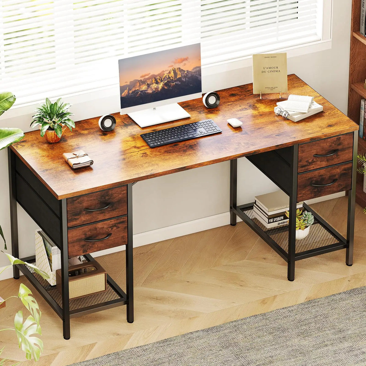 JHK Modern 55 Inch Computer Desk With Storage