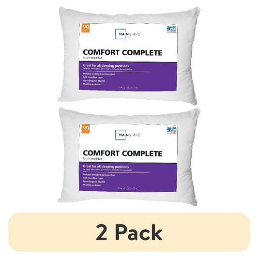 Comfort Complete Bed Pillow Standard Queen Size 2 Pack Set Premium Support for Sleeping