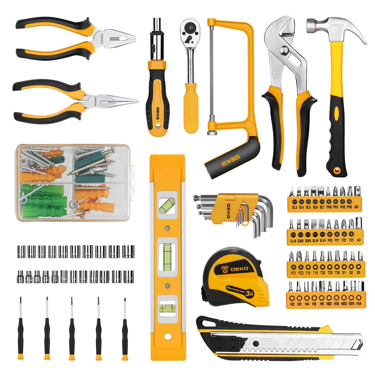 DEKOPRO 228Pcs Socket Wrench Auto Repair Tool Set With Toolbox