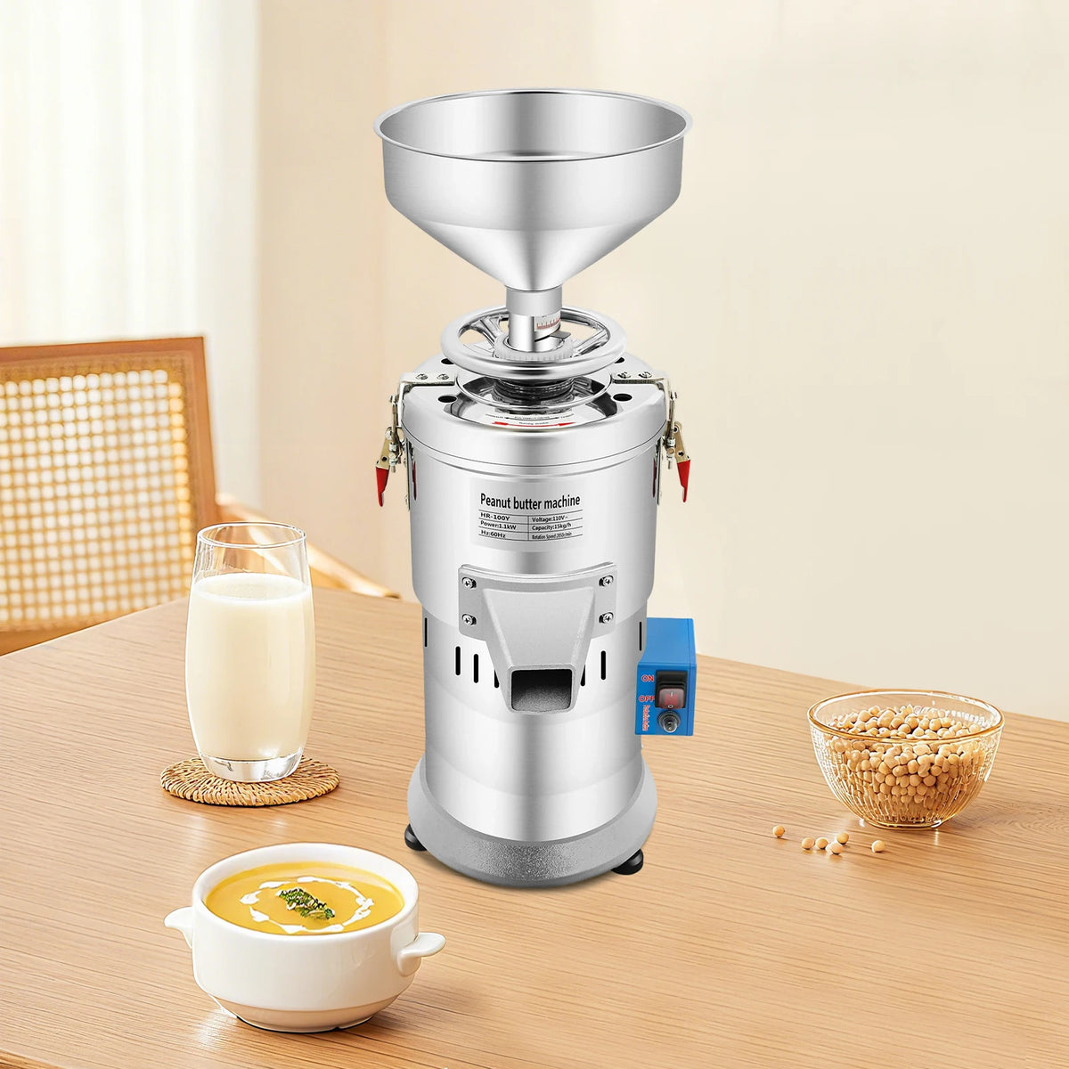 1100W Commercial Peanut Butter Maker High Grinding 33 Lbs