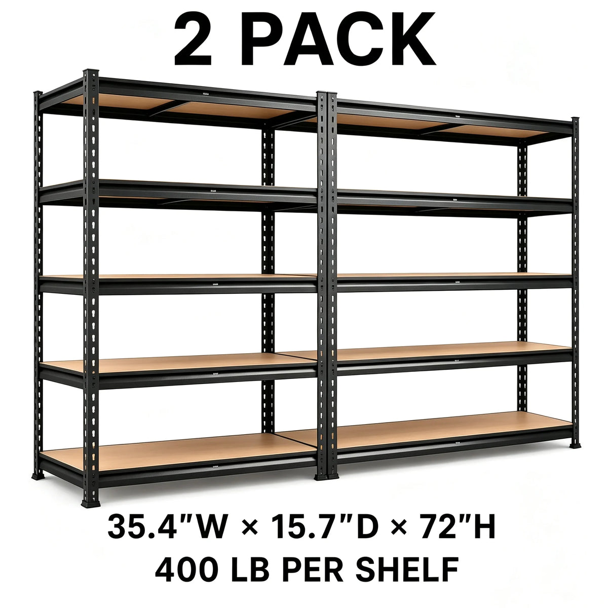 Heavy Duty Adjustable Metal Storage Rack With Five Shelves