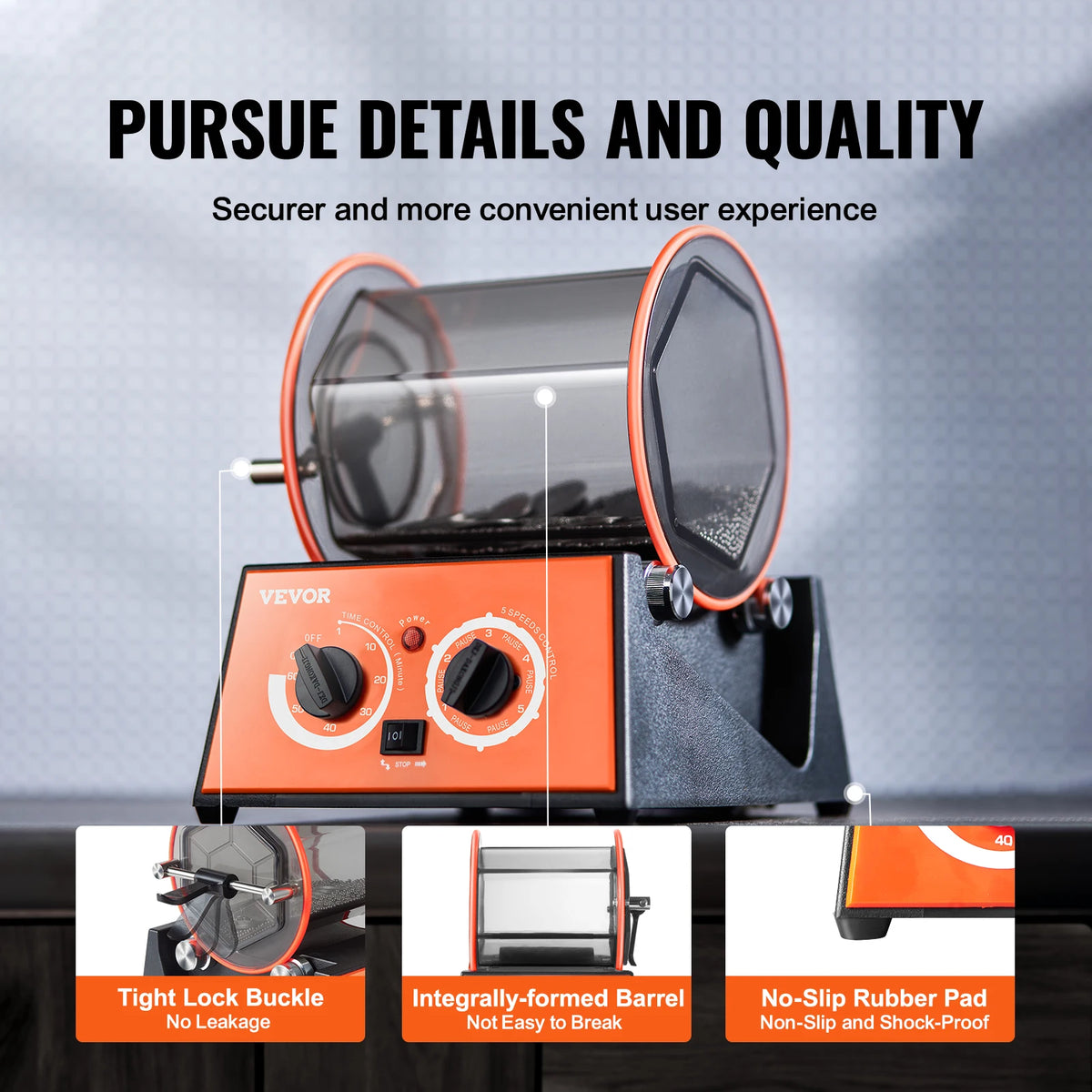 SucceBuy Rotary Tumbler Surface Polisher Jewelry Drum Polishing Machine