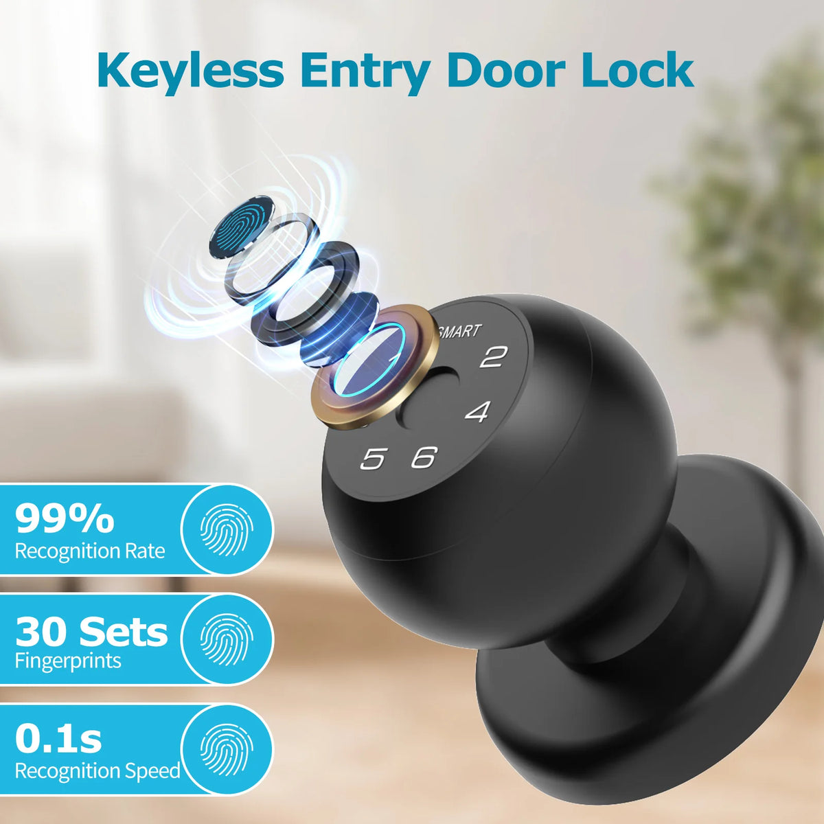Viladepot Bluetooth Smart Door Lock Fingerprint Keypad App Control