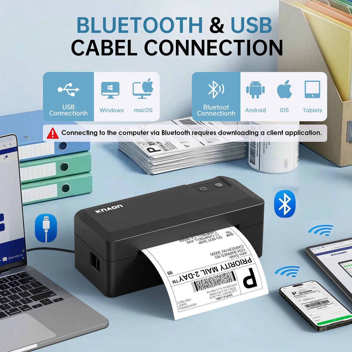 Knaon Bluetooth Thermal Shipping Label Printer for Small Business