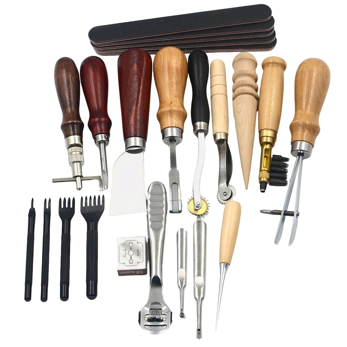 Bymaocar Leather Tools 19 Pieces Craft Kit For Sewing