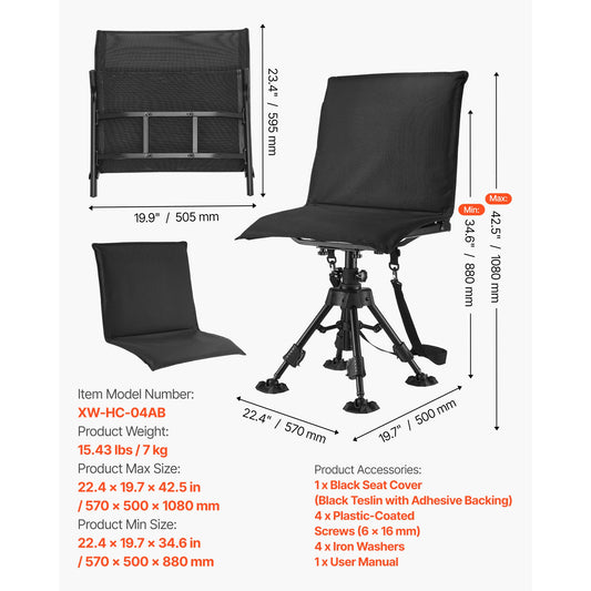 Heavy Duty Swivel Hunting Folding Ground Stool For Camping