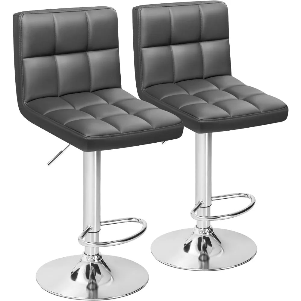 Furmax Swivel Adjustable PU Leather Hydraulic Bar Stools Set of Two