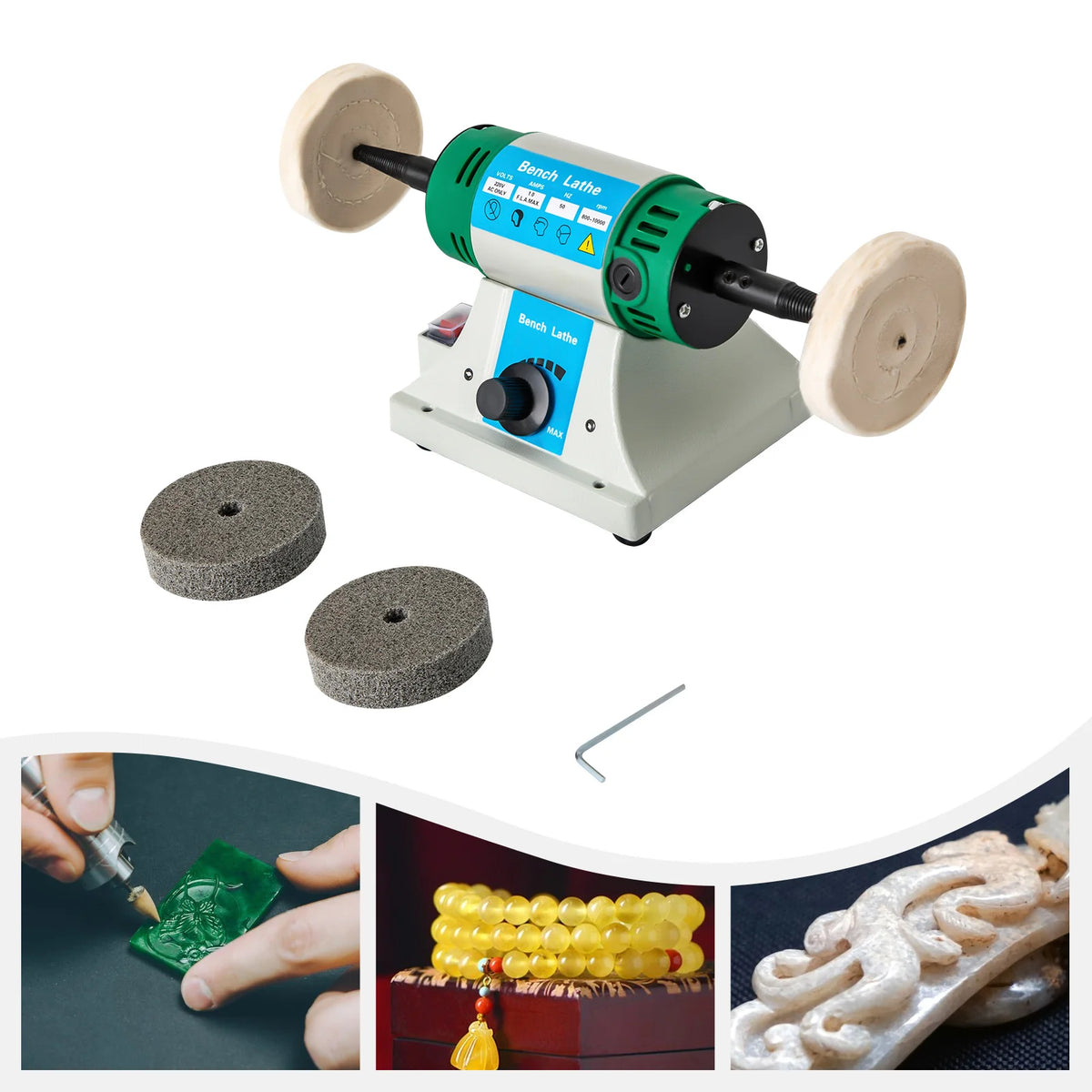 CNCEST Polishing Machine Desktop Lathe Grinding Jewelry Metal Jade Polisher