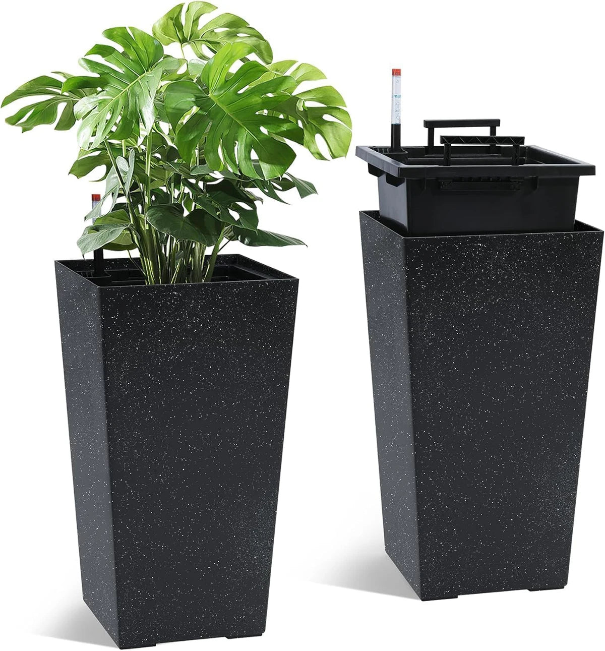 Twister Rectangular Planters Set With Drainage For Indoor And Outdoor