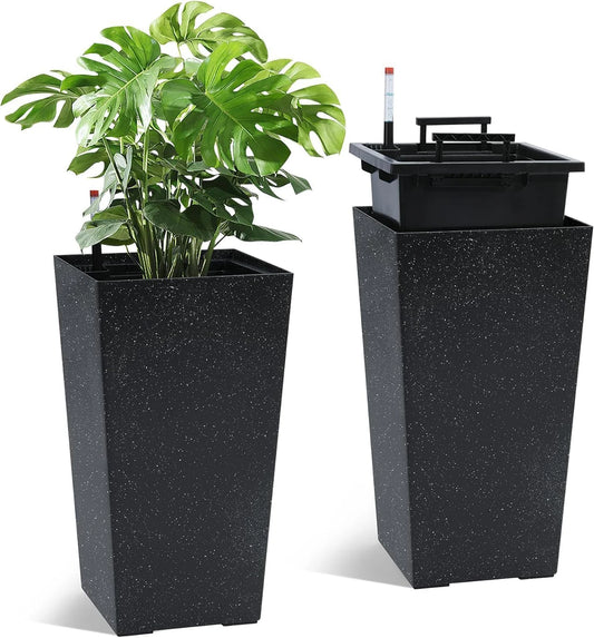 Twister Rectangular Planters Set With Drainage For Indoor And Outdoor
