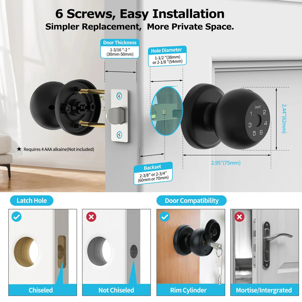 Viladepot Smart Door Lock With Fingerprint And App Control