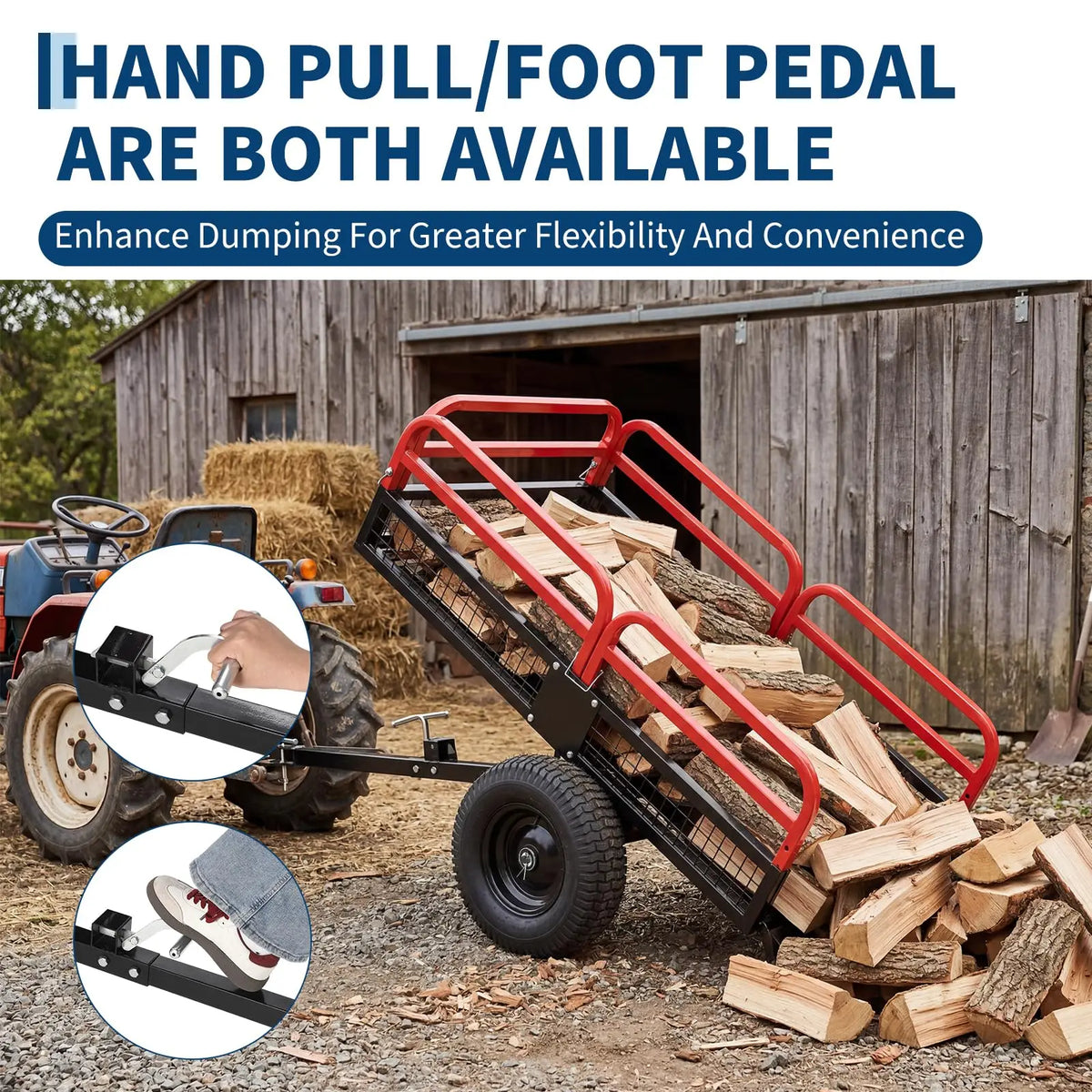 Acekool Heavy Duty Steel Garden Dump Trailer With Removable Sides For ATV UTV
